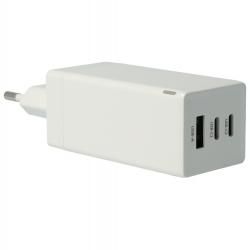 3-Port USB C Power Delivery PPS-nabíječka s 2x USB C, 1x USB A / Adapter 65W GaN bílá