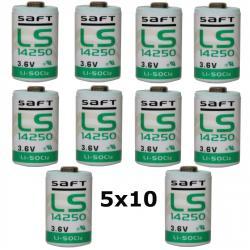 Saft 50x Lithium baterie LS14250 1/2AA 3,6Volt 1200mAh Lithium-Thionylchlorid - originální