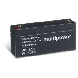 Powery Olověná baterie (multipower) MP3,3-6 nahrazuje Panasonic LC-R063R4P 3,3Ah Lead-Acid 6V - neoriginální