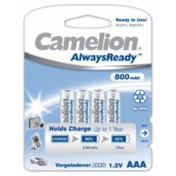 Nabíjecí AAA mikrotužkové baterie HR03 AlwaysReady, 4ks v balení 800mAh - Camelion originál